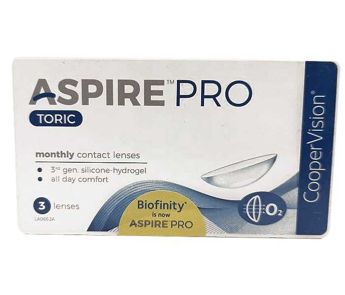 CooperVision ASPIRE PRO Toric Monthly Disposable Spherical Silicone Hydrogel Lenses (3 Lenses/Box)