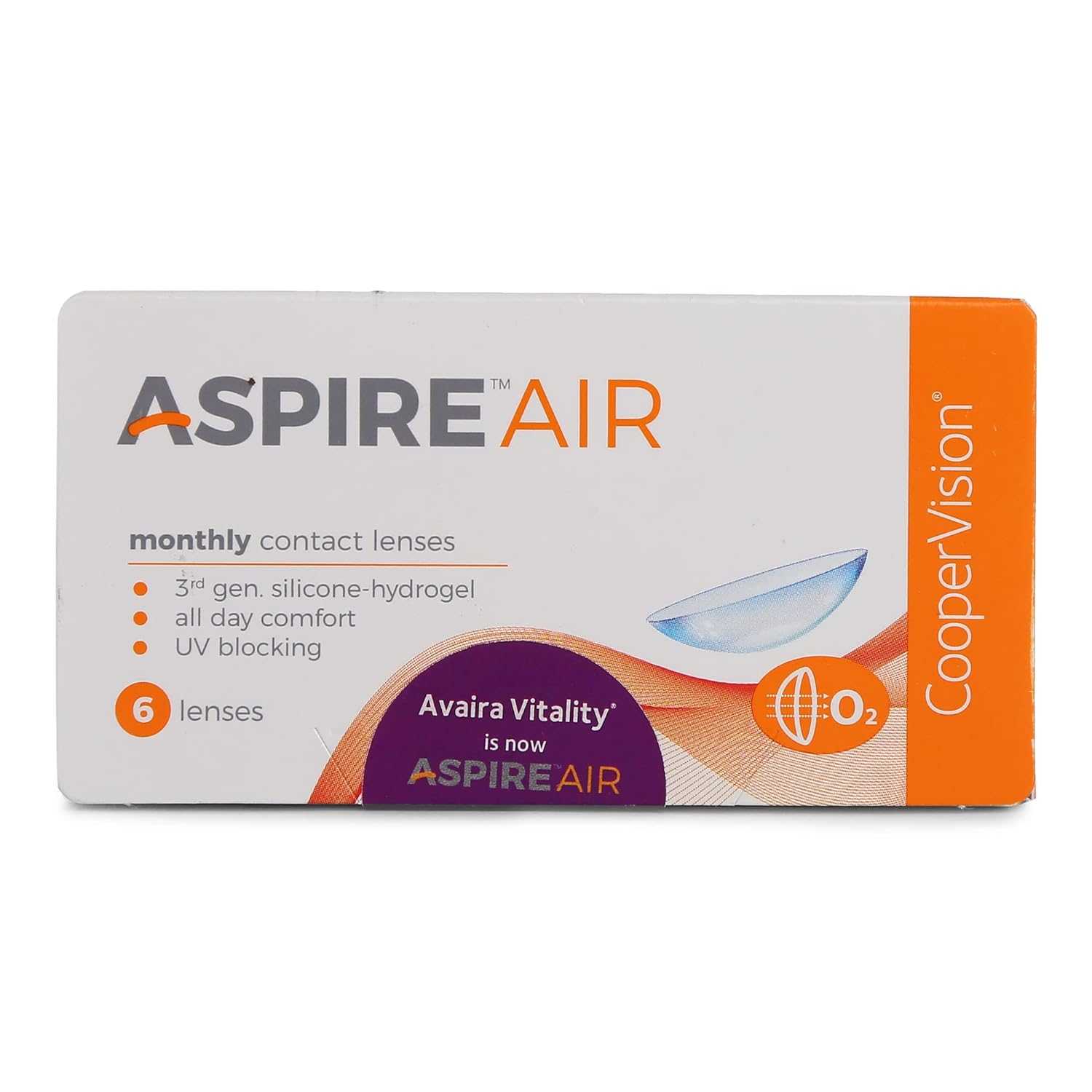 CooperVision ASPIRE AIR Monthly Disposable Spherical Silicone Hydrogel Lenses (6 Lenses/Box)