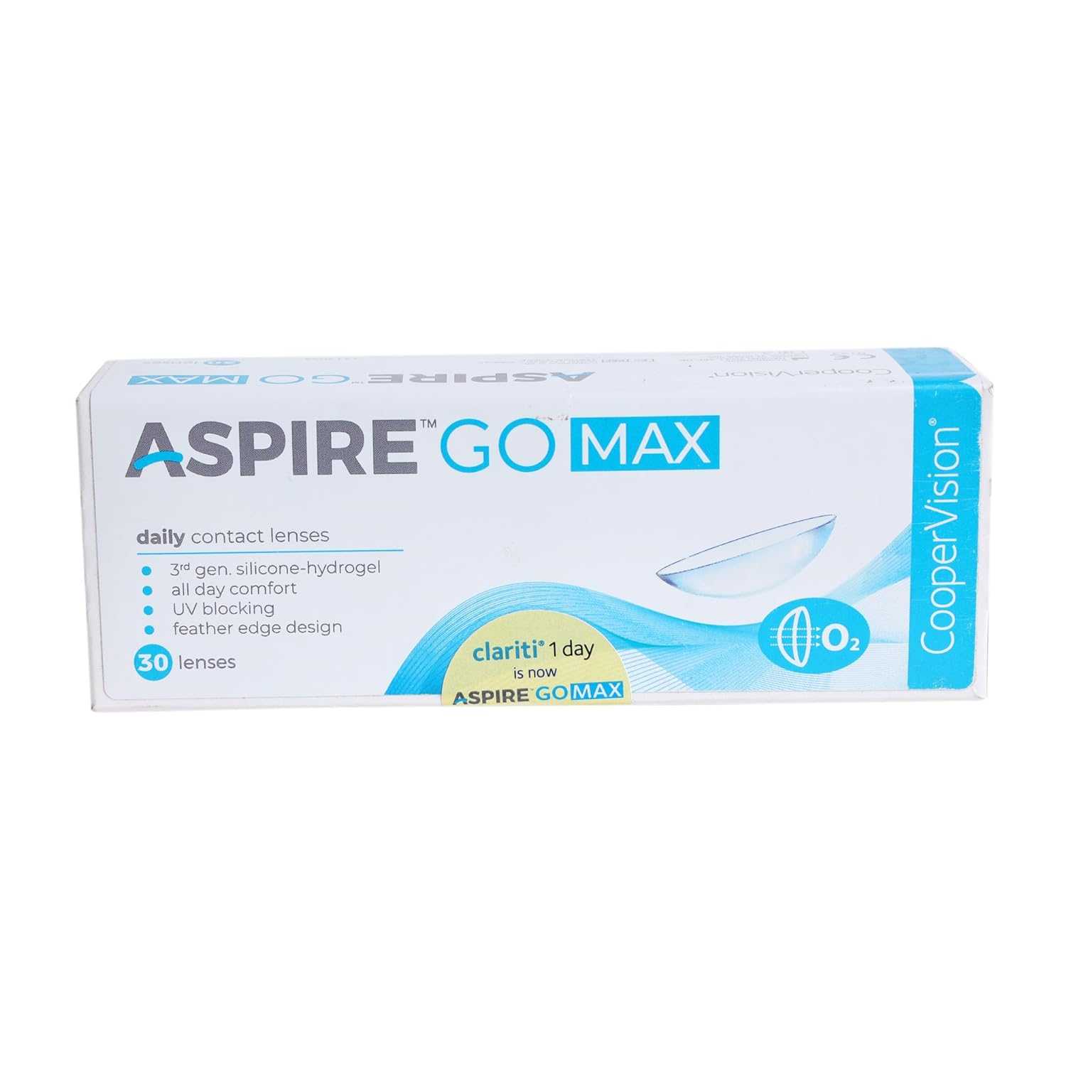 CooperVision Aspire Go Max UV Spherical Daily Disposable Silicon Hydrogel Lenses (30 Lenses/Box)